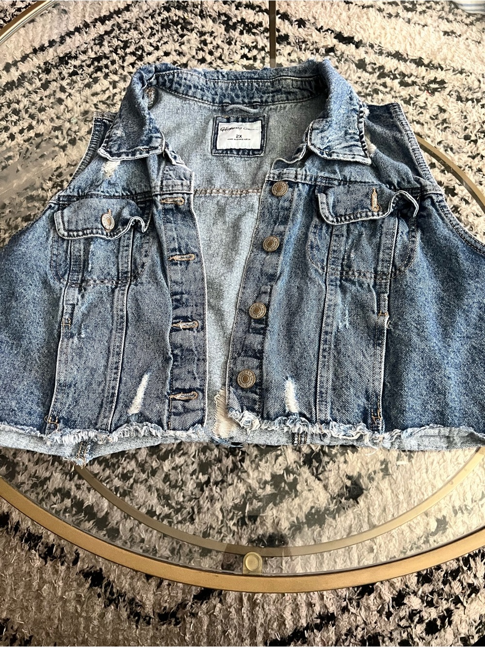 Highway Jeans Distressed Light Blue Denim Vest